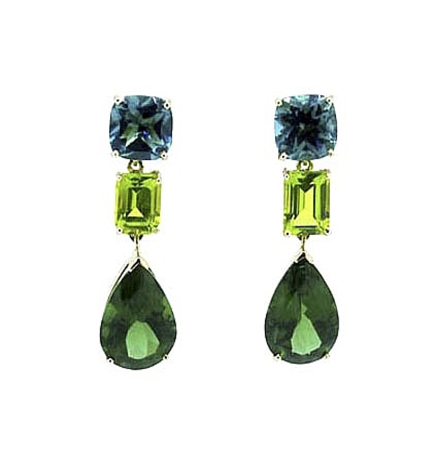 Joyas Jose Luis Joyero Pendientes De Oro Rosa | Pendientes Oro 18 Kilates Con Cuarzos