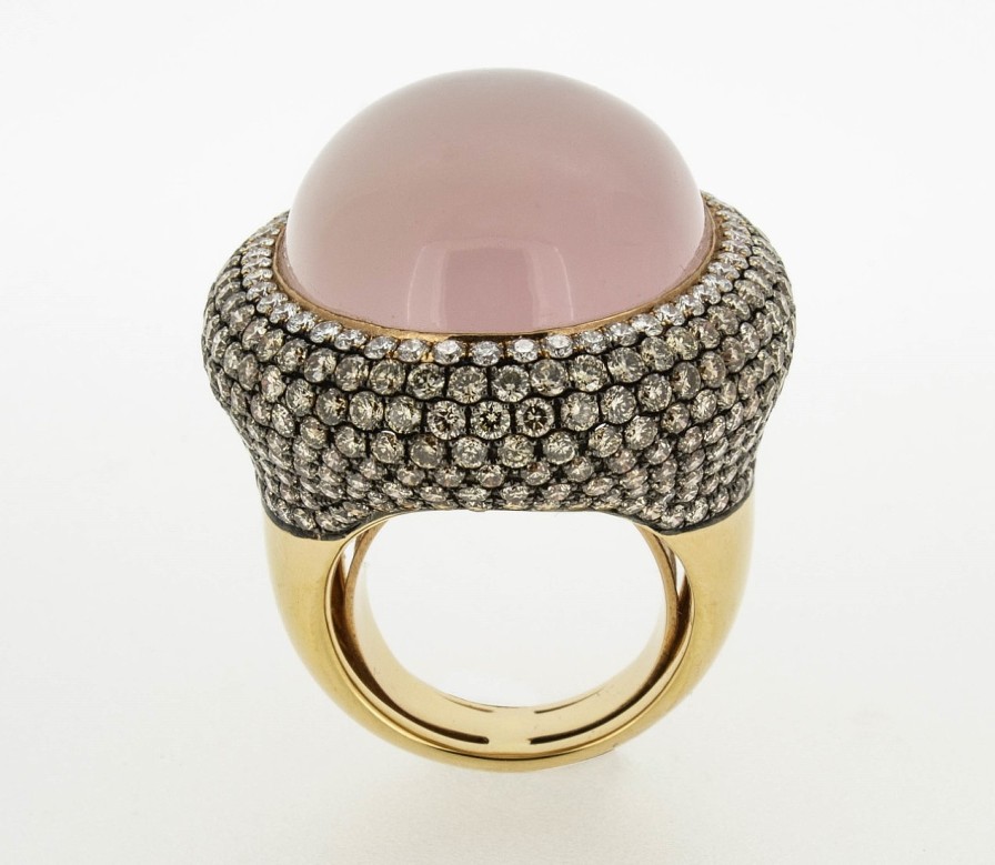 Joyas Jose Luis Joyero Anillos Con Diamantes | Anillo Oro 18 Kilates Con Cuarzo Rosa Y Diamantes