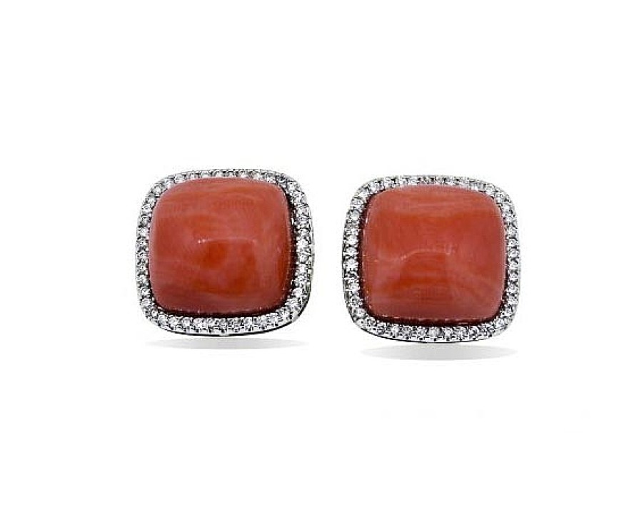 Joyas Jose Luis Joyero Pendientes Con Diamantes | Pendientes Oro 18 Kilates Con Diamantes Y Coral