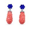 Joyas Jose Luis Joyero Pendientes Con Diamantes | Pendientes Oro 18 Kilates Con Diamantes, Coral Y Zafiros