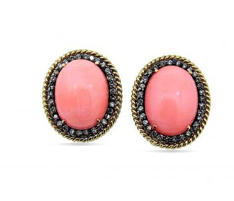 Joyas Jose Luis Joyero Pendientes Con Diamantes | Pendientes Oro 18 Kilates Con Diamantes Brown Y Coral