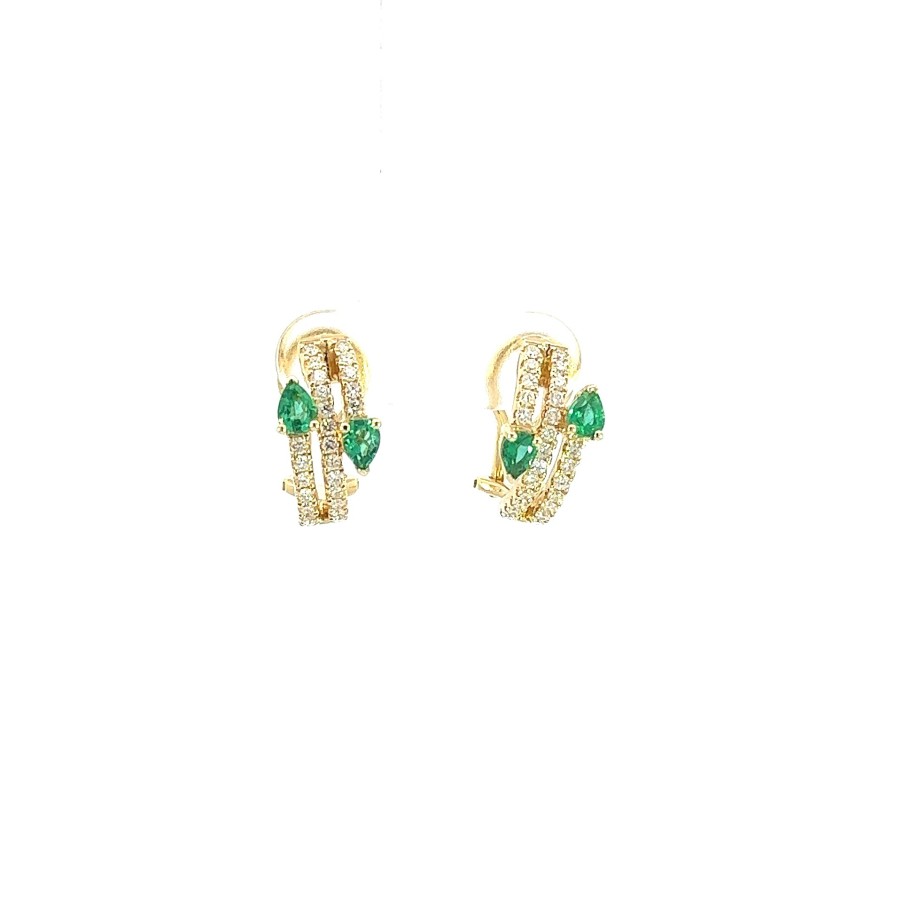 Joyas Jose Luis Joyero Pendientes Con Diamantes | Pendientes Oro 18 Kilates Con Diamantes Y Esmeralda