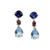 Joyas Jose Luis Joyero Pendientes De Oro Rosa | Pendientes Oro 18 Kilates Con Topacios Azules Y Granates