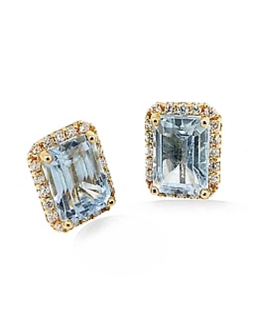 Joyas Jose Luis Joyero Pendientes Con Diamantes | Pendientes Oro 18 Kilates Con Diamantes Y Topacio Azul