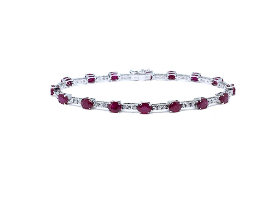 Joyas Jose Luis Joyero Pulseras Con Oro Blanco | Pulsera Oro 18 Kilates Con Diamantes Y Rubies