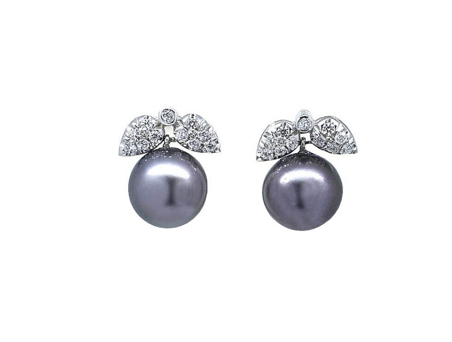 Joyas Jose Luis Joyero Pendientes Con Diamantes | Pendientes Oro 18 Kilates Con Diamantes Y Perlas Tahiti